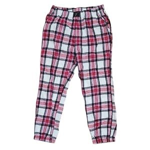 Victoria's Secret Women's Flannel Pajama Jogger Pants Plaid Medium Pink Buffalo